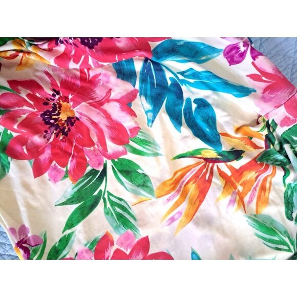 Maxine of Hollywood 16 Floral Print Swimsuit V-Neck Double Straps Soft Cup Bra - Picture 4 of 7